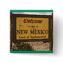 New Mexico artistic welcome sign button
