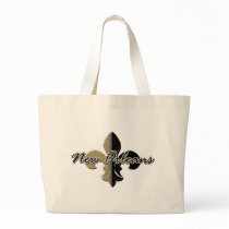 New Orleans Fleur de lis bk/gd Canvas Bags