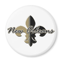New Orleans Fleur de lis bk/gd Fridge Magnet