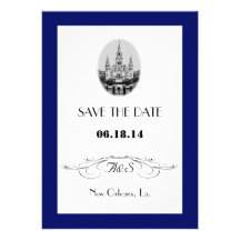 New Orleans Jackson Square Save the Date Cards Invitations