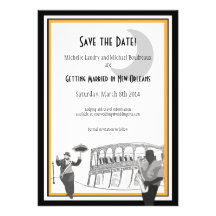New Orleans Jazz Save the Date (black & gold) Personalized Invites