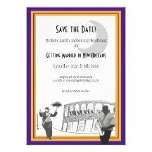 New Orleans Jazz Save the Date (purple & gold) Personalized Invite