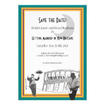 New Orleans Jazz Save the Date (teal & gold) Invitation