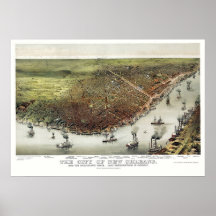 New Orleans, LA Panoramic Map - 1885 Print