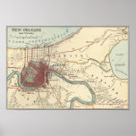 New Orleans MAp 1900 Poster