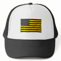 New Orleans NOLA Black and Gold American USA Flag Trucker Hats