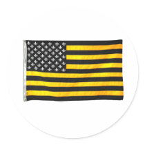 New Orleans NOLA Black and Gold American USA Flag Round Sticker