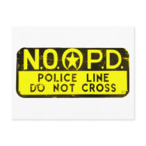 New Orleans NOPD Police Line Sign - Black & Gold Postcards