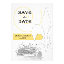 New Orleans Riverboat Fleur de Lis Save the Date Announcement