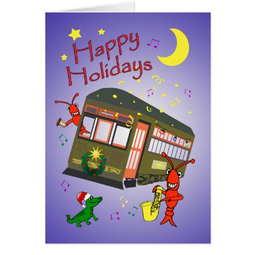 New Orleans Street Car Merry Christmas Greeting Cards