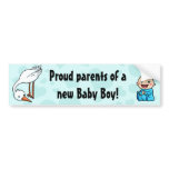New parents of baby boy stork bumper sticker