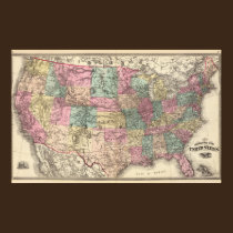 New rail road map of the United States posters