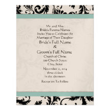 New Sizes Black Damask Swirls Wedding Invitation