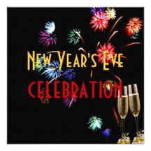 New Year' celebration, fireworks champagne bubbles Announcements