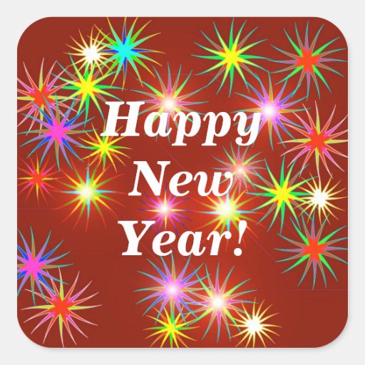 New Year Flash Square Stickers