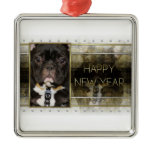 New Year - Golden Elegance - French Bulldog - Teal Ornaments