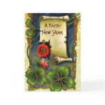New Year With Pink Flower cards