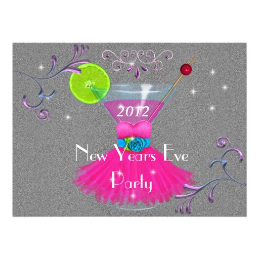 New Years Eve Party Invitations with Cosmo Martini