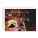 New Year's Eve Venetian Masquerade red verdigris invitations