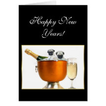 New Years pugs Greeting Card