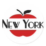 New York Art Deco With 2-Colour Apple, Sliced Round Stickers