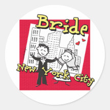 New York Bride Wedding Round Stickers