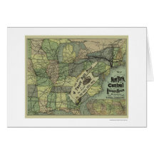 New York Central & Hudson Railroad Map 1876 Card