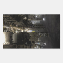 New York City at Night HDR Rectangular Stickers