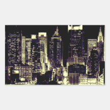 New York City at Night Rectangular Stickers