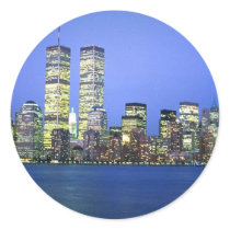 New York City at Night Round Stickers