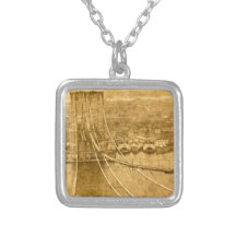 New York City Brooklyn Bridge Construction 1870s Personalized Necklace
