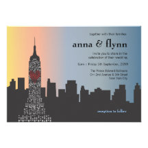 New York City Skyline Cityscape Wedding Invitation