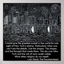 New York City Skyline Crying Out Who Is John Galt? Posters