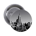New York City Skyline in Black and White Pinback Button