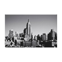 New York City Skyline in Black and White Gallery Wrap Canvas