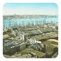 New York City Wharves 1875 Magic Lantern Slide Square Sticker