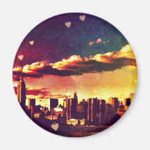 New York Fairy Tale - Skyline Hearts Fridge Magnets