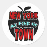New York My Kind Of Town With Big Apple Round Stickers