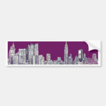 New York NYC purple Bumper Sticker