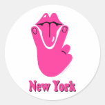 New York Pink Round Sticker