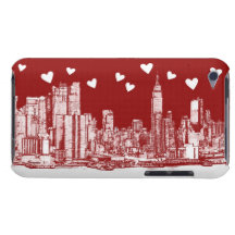 New York red hearts Barely There iPod Cases