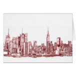 New York red skyline Cards