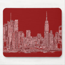 New York roofscape red Mousepads