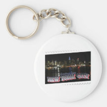 New York Skyline at Night Empire State Keychains