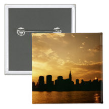 New York Skyline Sunset Pins