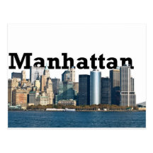 New York skyline with "Manhattan" in the sky above Post Card