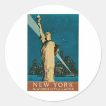 New York: The Wonder City of the World Poster Round Sticker