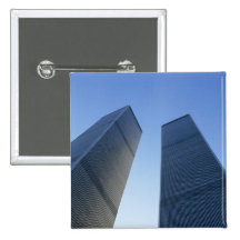 New York, USA. View up at twin towers of the Button