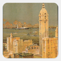 New York Vintage Square Stickers