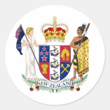 New Zealand Coat of Arms Round Stickers